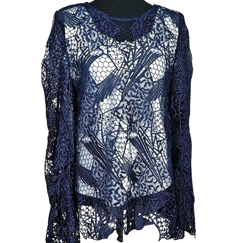 Christopher Kane Archival Wireframe Lace Top Navy Blue L NO TAG Whimsigoth Indie